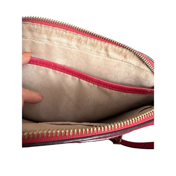 MICHAEL KORS  Red Saffiano Leather Gold Chain Crossbody Bag - Picture 10 of 13